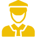 Yellow driver icon on black background.
